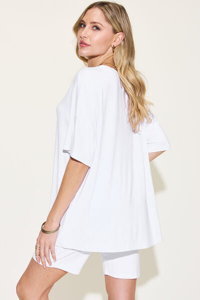 Basic Bae Full Size V-Neck Drop Shoulder Short Sleeve T-Shirt and Shorts Set-Timber Brooke Boutique, Online Women's Fashion Boutique in Amarillo, Texas