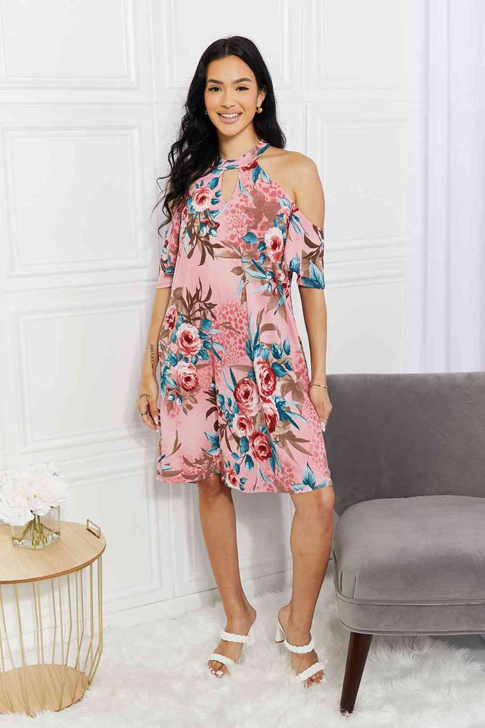 Sew In Love Full Size Fresh-Cut Flowers Cold-Shoulder Dress-Timber Brooke Boutique, Online Women's Fashion Boutique in Amarillo, Texas