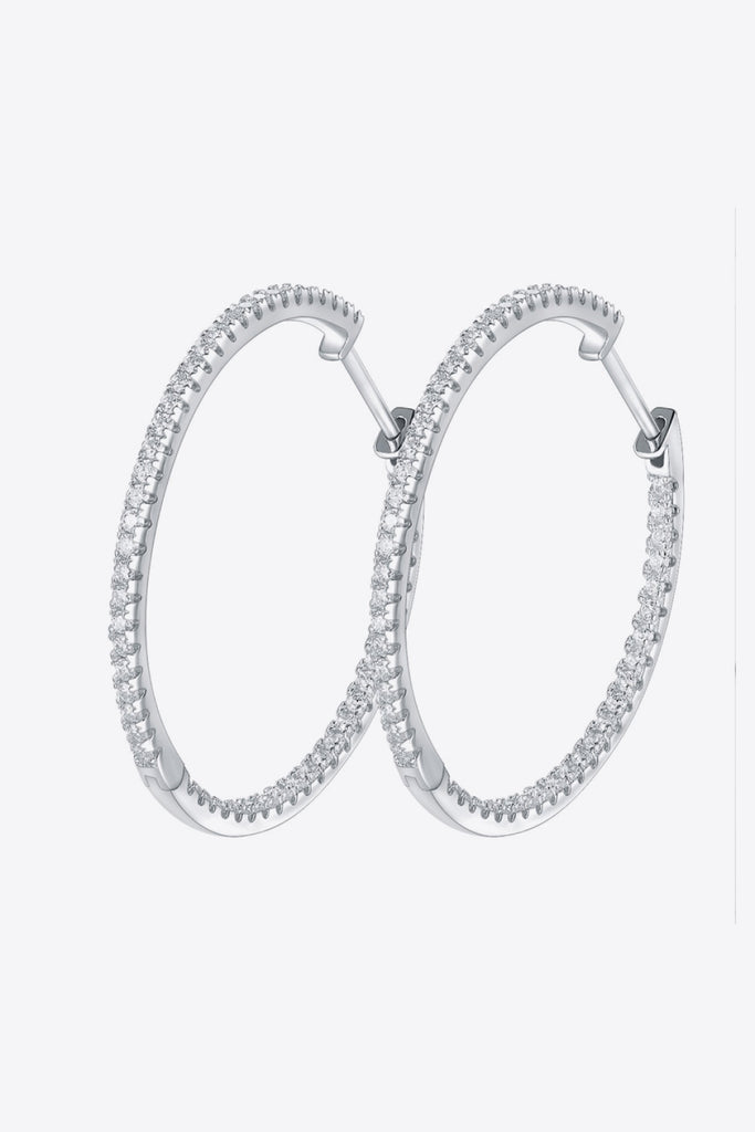 Inlaid Moissanite 925 Sterling Silver Hoop Earrings-Jewelry-Timber Brooke Boutique, Online Women's Fashion Boutique in Amarillo, Texas