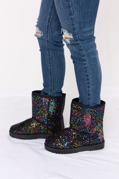 Forever Link Sequin Thermal Flat Boots-Timber Brooke Boutique, Online Women's Fashion Boutique in Amarillo, Texas