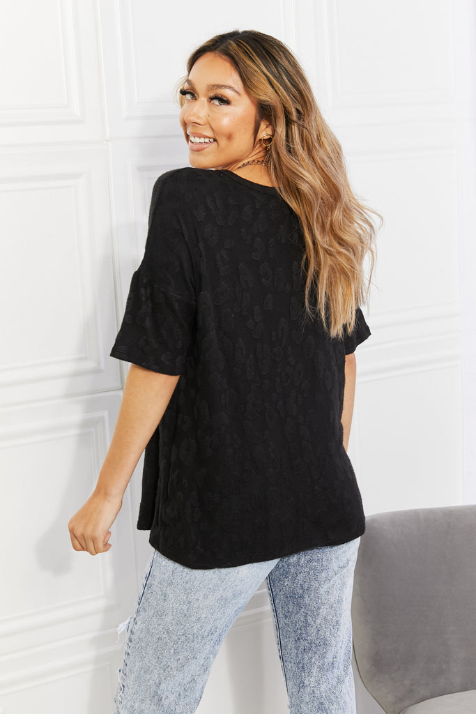 BOMBOM At The Fair Animal Textured Top in Black-Timber Brooke Boutique, Online Women's Fashion Boutique in Amarillo, Texas