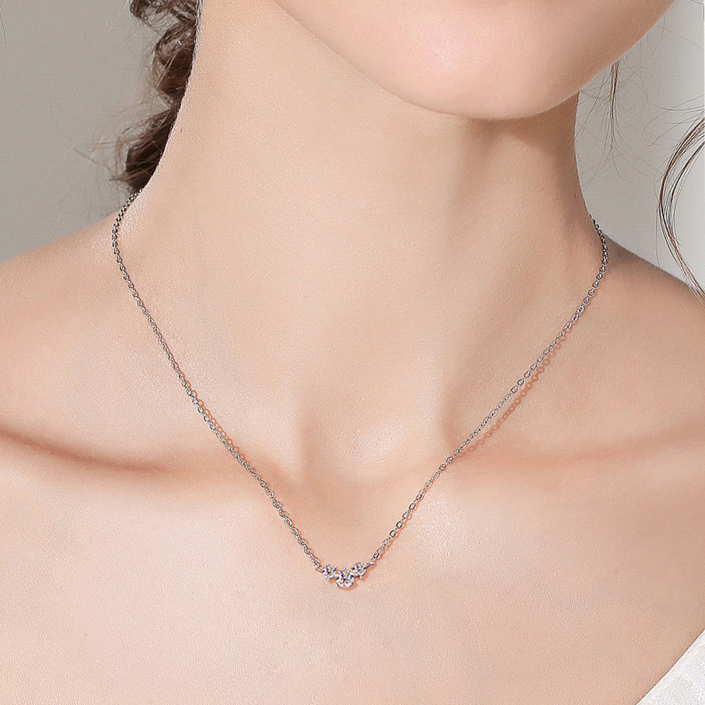 925 Sterling Silver Inlaid Moissanite Necklace-Timber Brooke Boutique, Online Women's Fashion Boutique in Amarillo, Texas