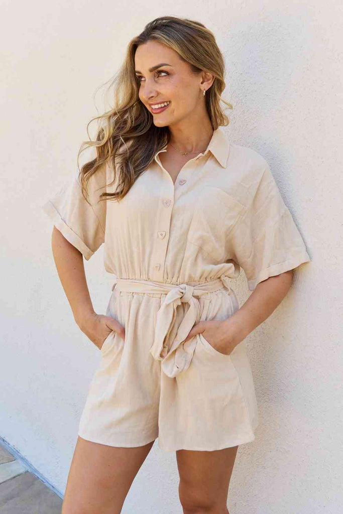 Petal Dew At Her Best Full Size Button Down Romper-Timber Brooke Boutique, Online Women's Fashion Boutique in Amarillo, Texas
