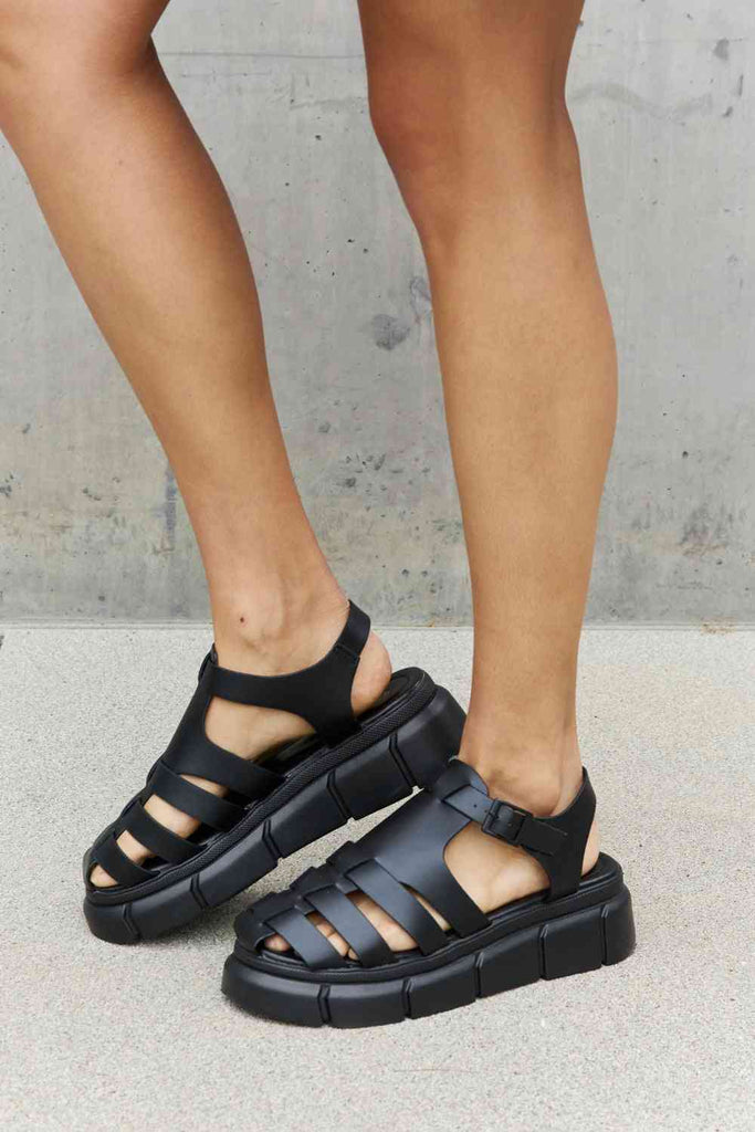 Qupid Platform Cage Stap Sandal in Black-Timber Brooke Boutique, Online Women's Fashion Boutique in Amarillo, Texas