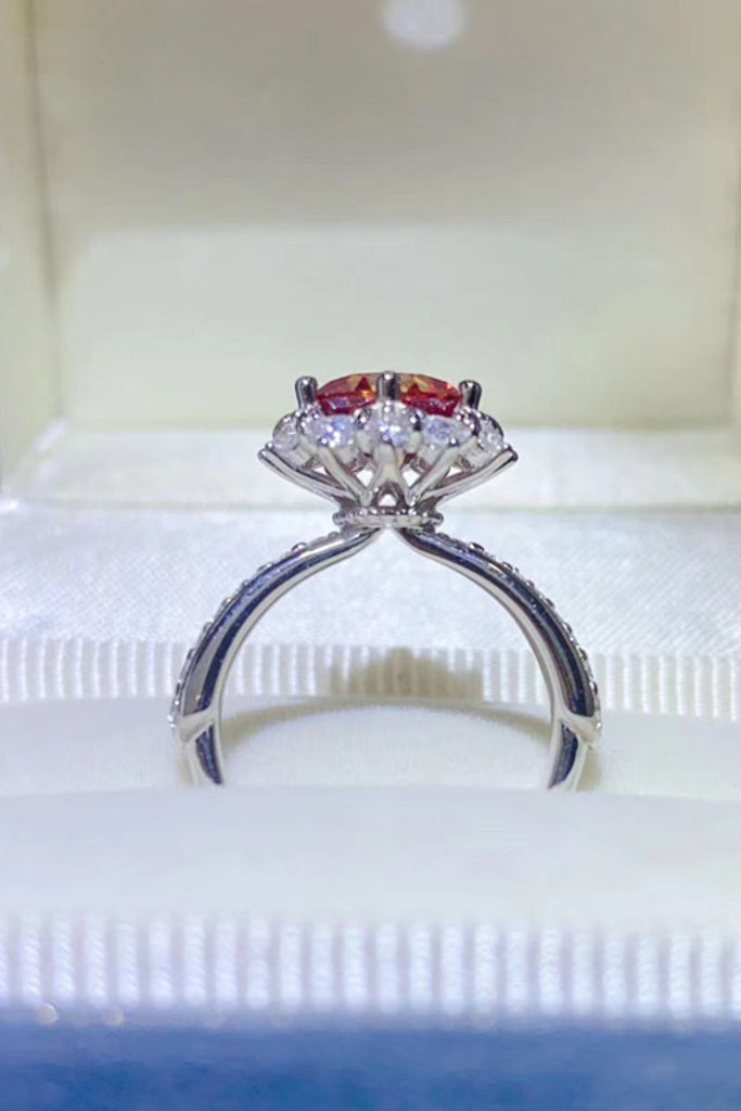 2 Carat Moissanite 925 Sterling Silver Halo Ring-Timber Brooke Boutique, Online Women's Fashion Boutique in Amarillo, Texas