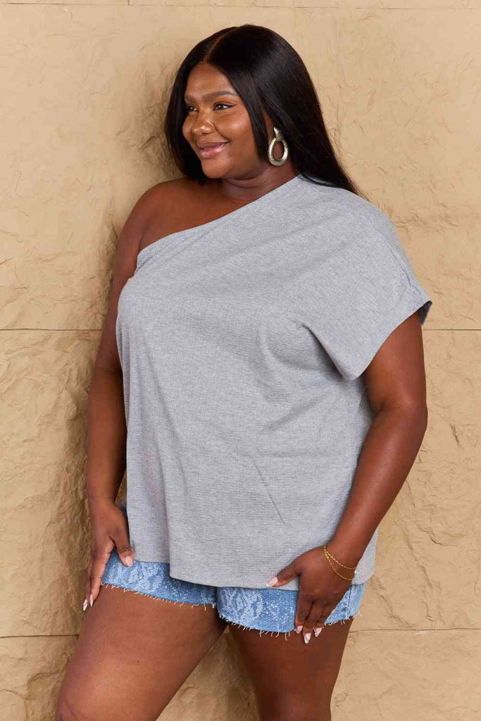 Ninexis in My Groove One Shoulder Loose Top-Timber Brooke Boutique, Online Women's Fashion Boutique in Amarillo, Texas