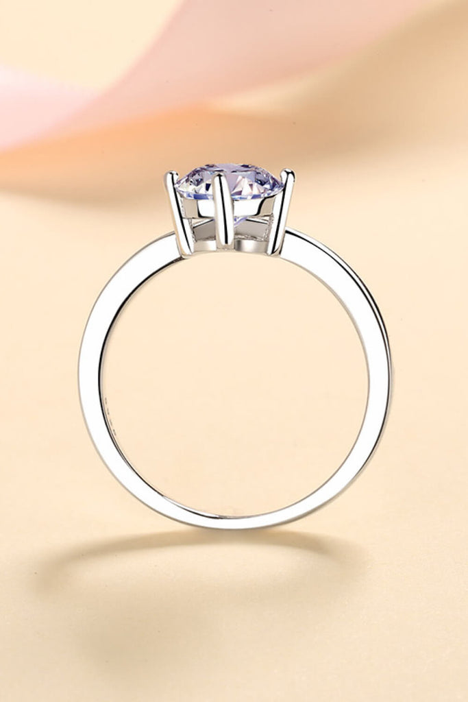 925 Sterling Silver Ring with 1 Carat Moissanite-Timber Brooke Boutique, Online Women's Fashion Boutique in Amarillo, Texas