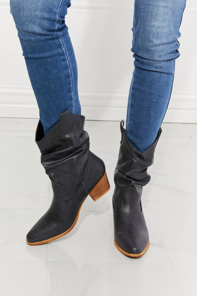 MMShoes Better in Texas Scrunch Cowboy Boots in Navy-Timber Brooke Boutique, Online Women's Fashion Boutique in Amarillo, Texas