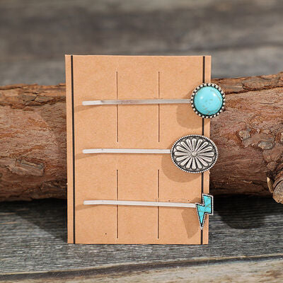 3 PCS/Set Artificial Turquoise Hair Pins-Timber Brooke Boutique, Online Women's Fashion Boutique in Amarillo, Texas