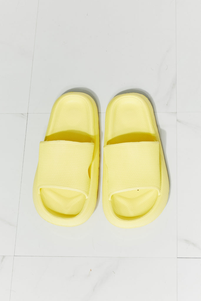 MMShoes Arms Around Me Open Toe Slide in Yellow-Shoes-Timber Brooke Boutique, Online Women's Fashion Boutique in Amarillo, Texas