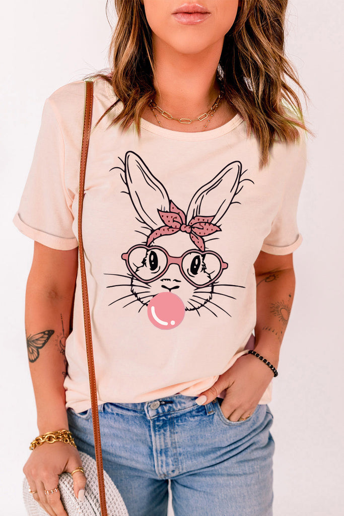 Rabbit Graphic Easter Tee Shirt-Timber Brooke Boutique, Online Women's Fashion Boutique in Amarillo, Texas