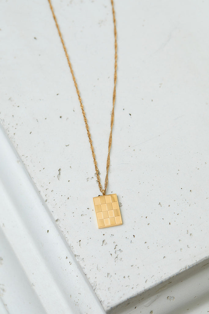Checkered Pendant Necklace-Womens-Timber Brooke Boutique, Online Women's Fashion Boutique in Amarillo, Texas
