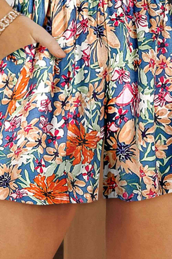 Floral High Waist Shorts with Pockets-Timber Brooke Boutique, Online Women's Fashion Boutique in Amarillo, Texas