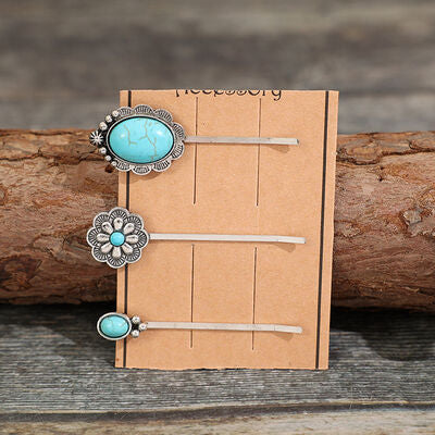 3 PCS/Set Artificial Turquoise Hair Pins-Timber Brooke Boutique, Online Women's Fashion Boutique in Amarillo, Texas