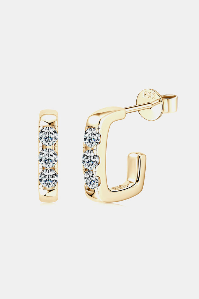 Moissanite 925 Sterling Silver Geometrical Huggie Earrings-Timber Brooke Boutique, Online Women's Fashion Boutique in Amarillo, Texas