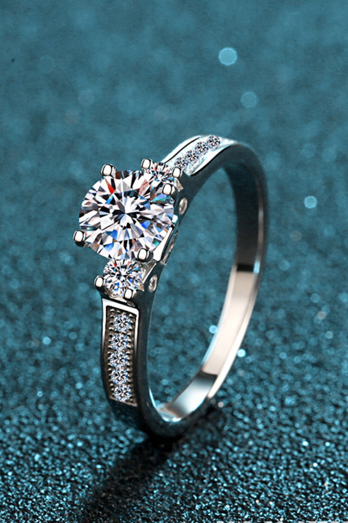 Lucky Charm Moissanite Rhodium-Plated Ring-Timber Brooke Boutique, Online Women's Fashion Boutique in Amarillo, Texas