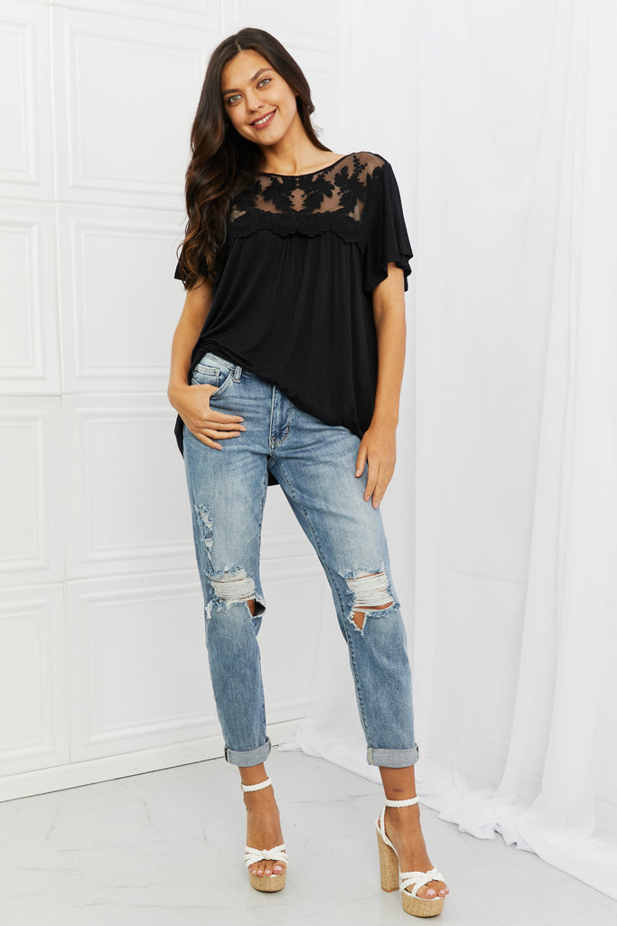 Culture Code Ready To Go Full Size Lace Embroidered Top in Black-Timber Brooke Boutique, Online Women's Fashion Boutique in Amarillo, Texas