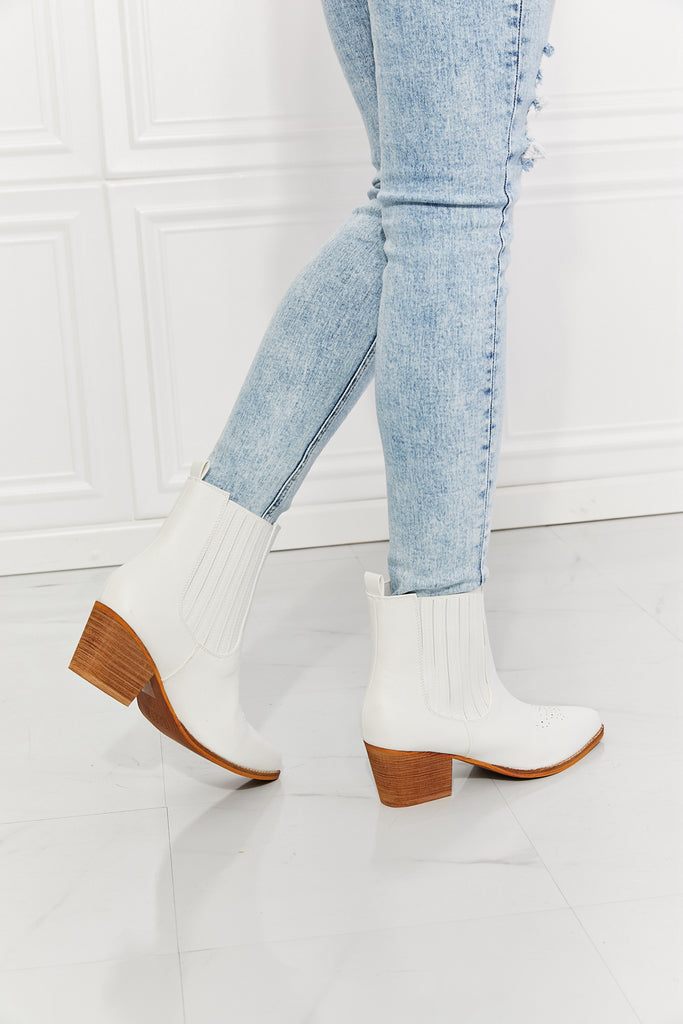MMShoes Love the Journey Stacked Heel Chelsea Boot in White-Timber Brooke Boutique, Online Women's Fashion Boutique in Amarillo, Texas