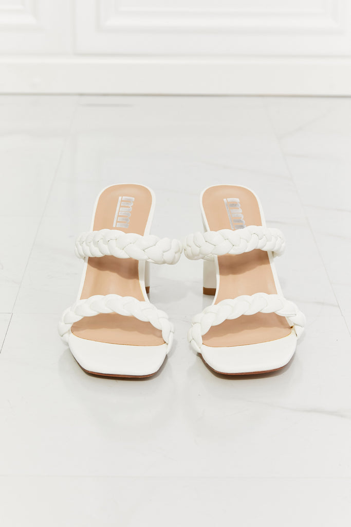 MMShoes In Love Double Braided Block Heel Sandal in White-Timber Brooke Boutique, Online Women's Fashion Boutique in Amarillo, Texas