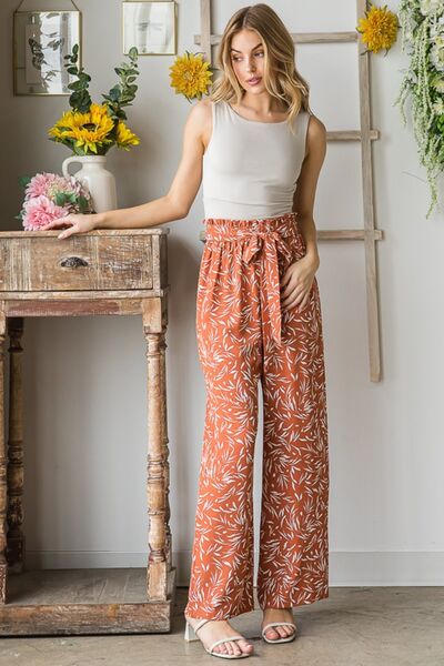 Heimish Full Size Printed Tied Straight Casual Pants-Timber Brooke Boutique, Online Women's Fashion Boutique in Amarillo, Texas