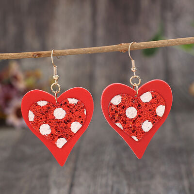 Sequin Heart Leather Drop Earrings-Timber Brooke Boutique, Online Women's Fashion Boutique in Amarillo, Texas