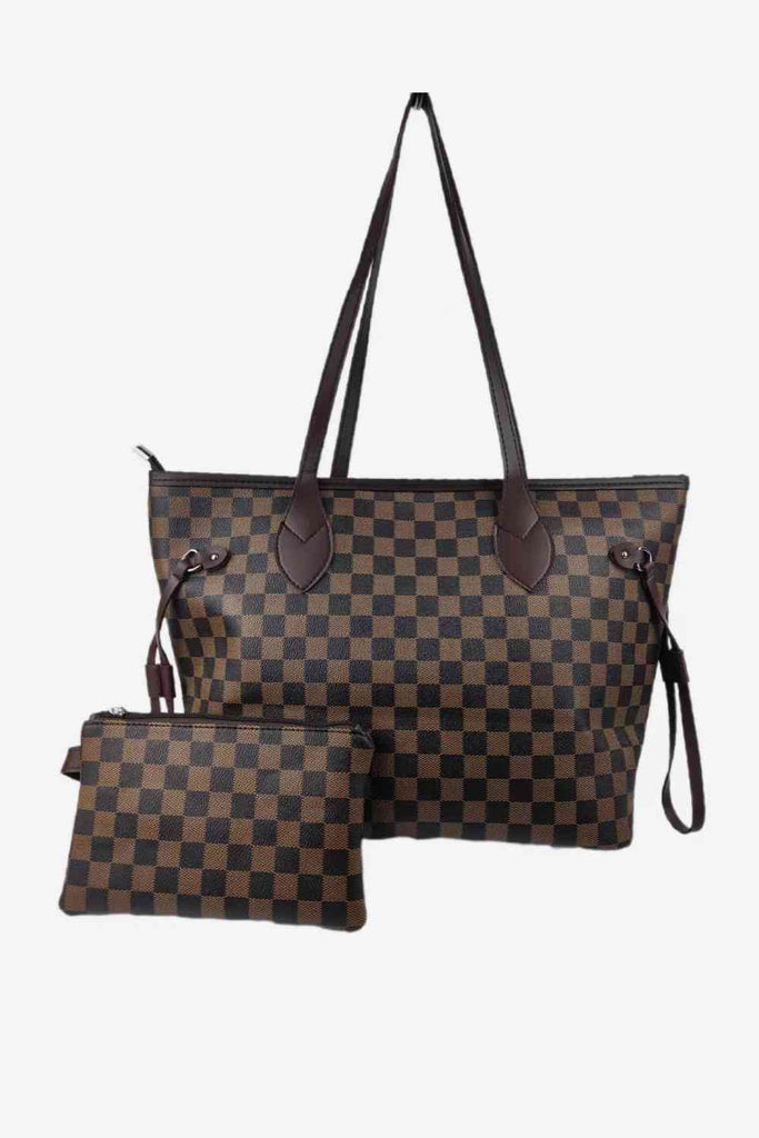 Checkered PVC Two-Piece Bag Set-Timber Brooke Boutique, Online Women's Fashion Boutique in Amarillo, Texas