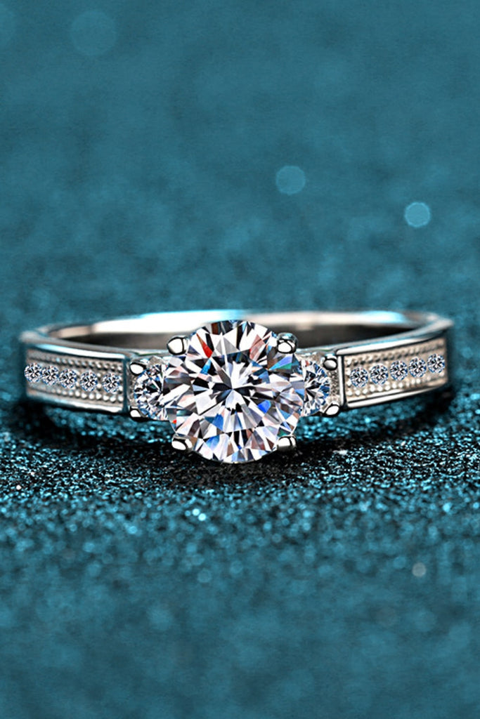 Lucky Charm Moissanite Rhodium-Plated Ring-Timber Brooke Boutique, Online Women's Fashion Boutique in Amarillo, Texas
