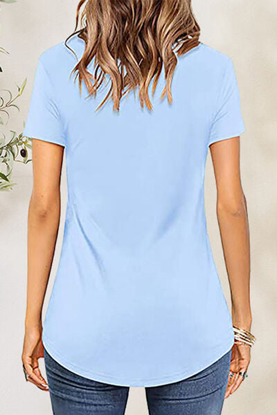 Crisscross Short Sleeve T-Shirt-Timber Brooke Boutique, Online Women's Fashion Boutique in Amarillo, Texas