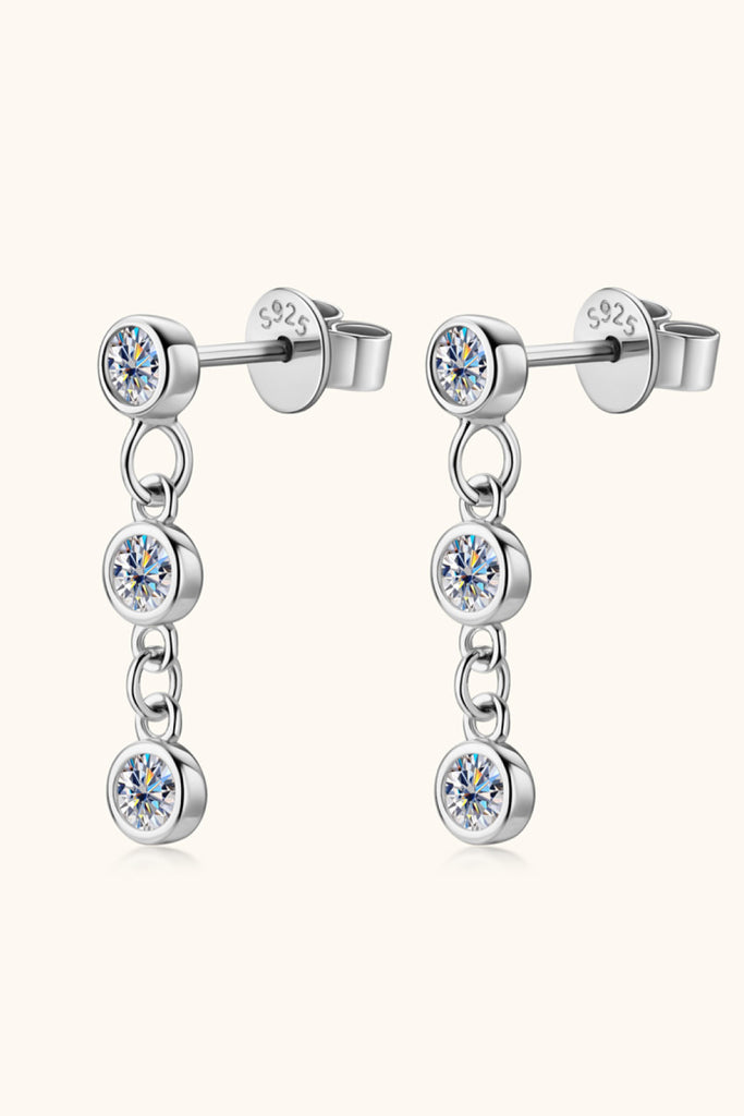 Moissanite 925 Sterling Silver Drop Earrings-Timber Brooke Boutique, Online Women's Fashion Boutique in Amarillo, Texas