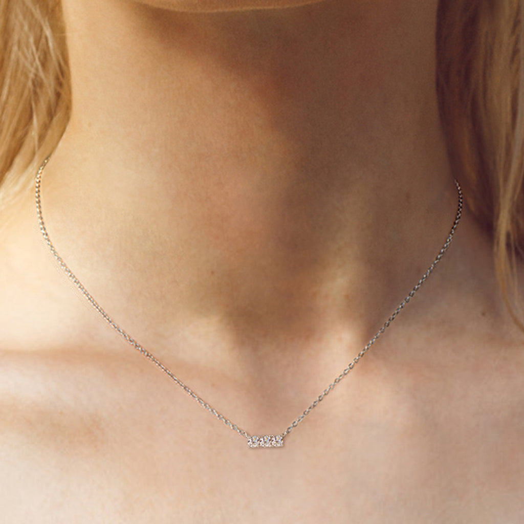 925 Sterling Silver Inlaid Moissanite Bar Necklace-Timber Brooke Boutique, Online Women's Fashion Boutique in Amarillo, Texas