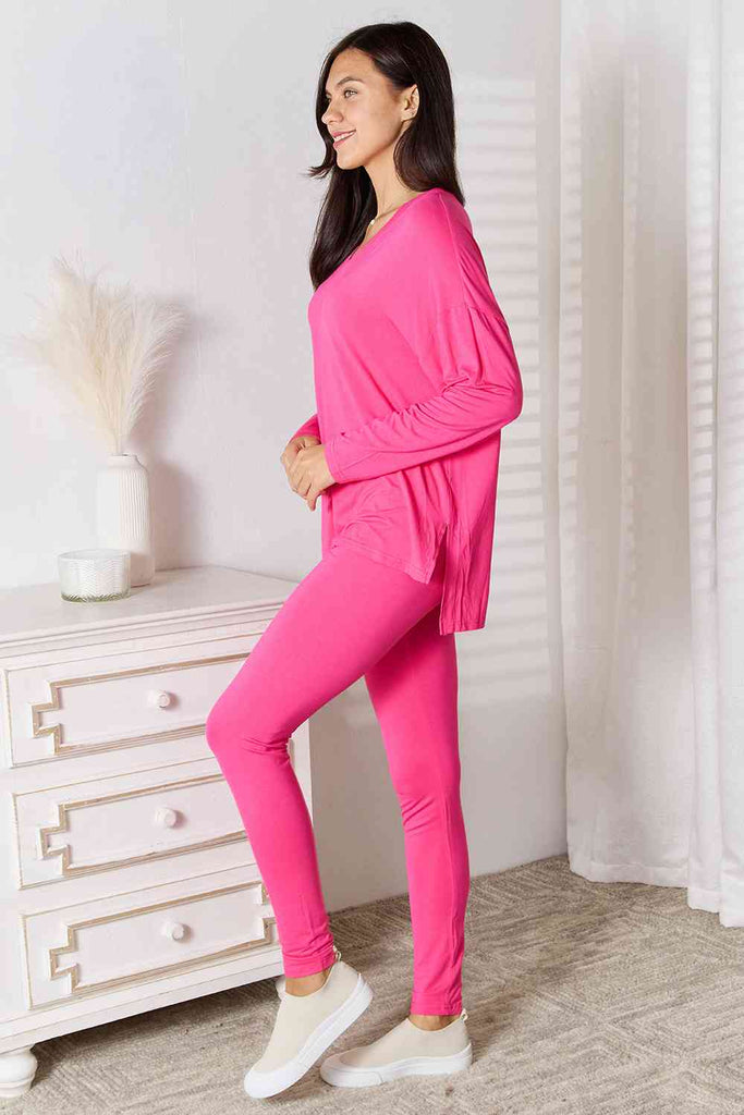 Basic Bae Full Size V-Neck Soft Rayon Long Sleeve Top and Pants Lounge Set-Timber Brooke Boutique, Online Women's Fashion Boutique in Amarillo, Texas