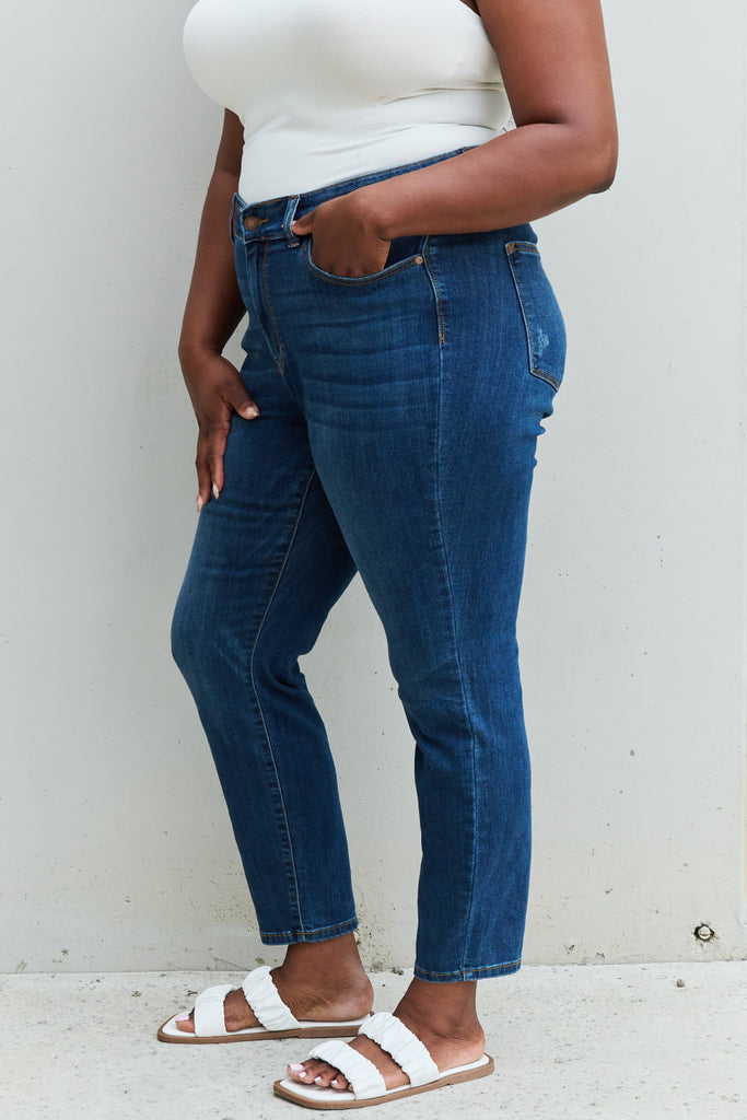 Judy Blue Aila Regular Full Size Mid Rise Cropped Relax Fit Jeans-Timber Brooke Boutique, Online Women's Fashion Boutique in Amarillo, Texas