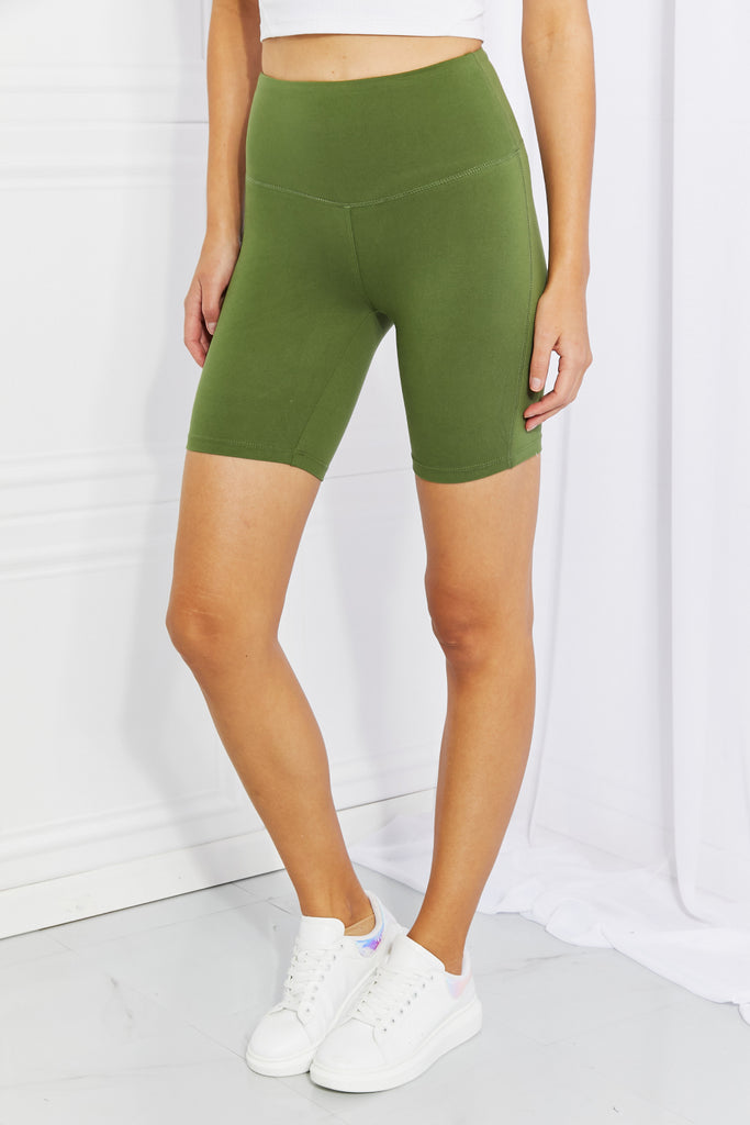 Zenana Fearless Full Size Brushed Biker Shorts in Olive-Timber Brooke Boutique, Online Women's Fashion Boutique in Amarillo, Texas