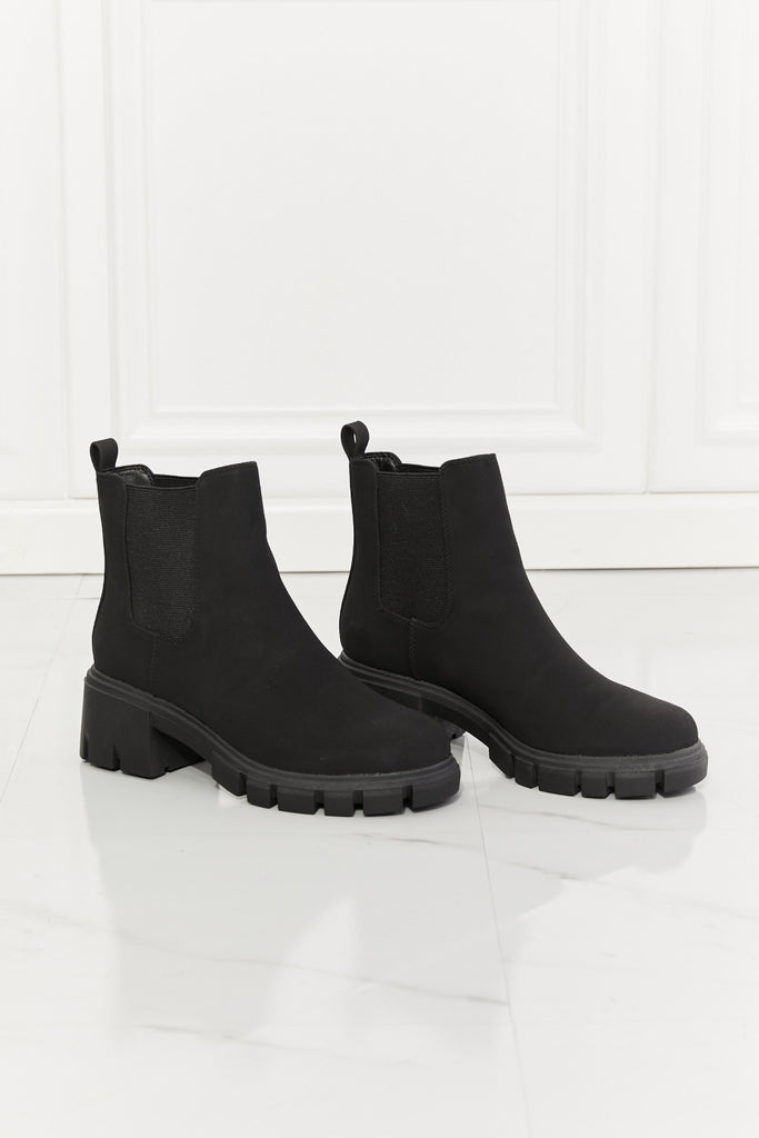 MMShoes Work For It Matte Lug Sole Chelsea Boots in Black-Timber Brooke Boutique, Online Women's Fashion Boutique in Amarillo, Texas
