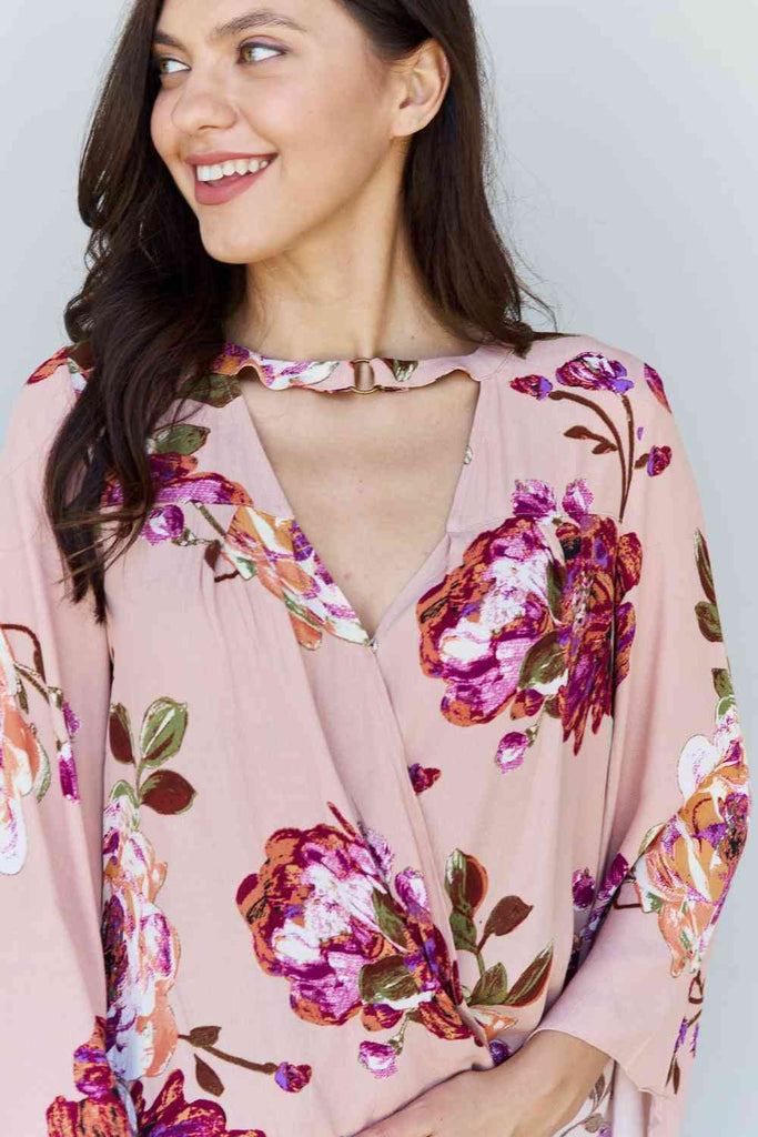 ODDI Full Size Floral Bell Sleeve Crepe Top-Timber Brooke Boutique, Online Women's Fashion Boutique in Amarillo, Texas