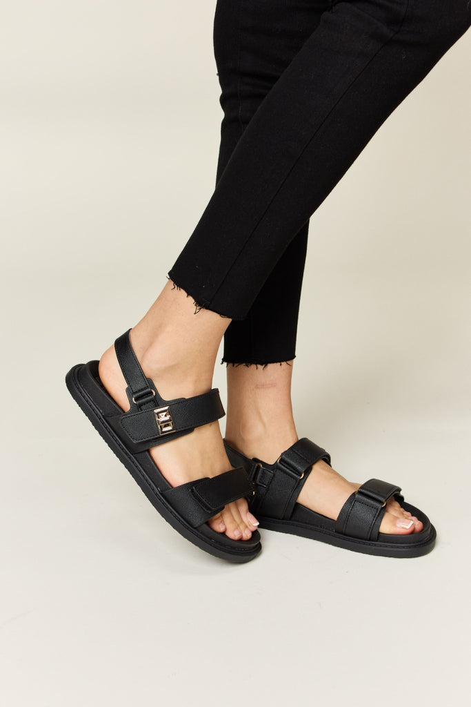 WILD DIVA Velcro Double Strap Slingback Sandals-Timber Brooke Boutique, Online Women's Fashion Boutique in Amarillo, Texas