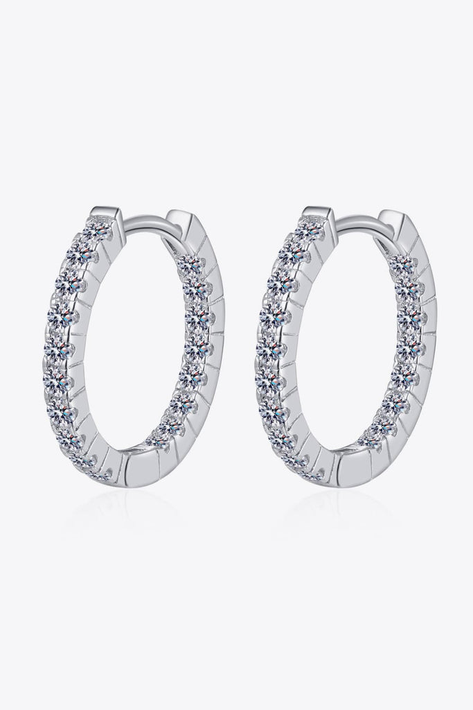 Moissanite 925 Sterling Silver Huggie Earrings-Timber Brooke Boutique, Online Women's Fashion Boutique in Amarillo, Texas