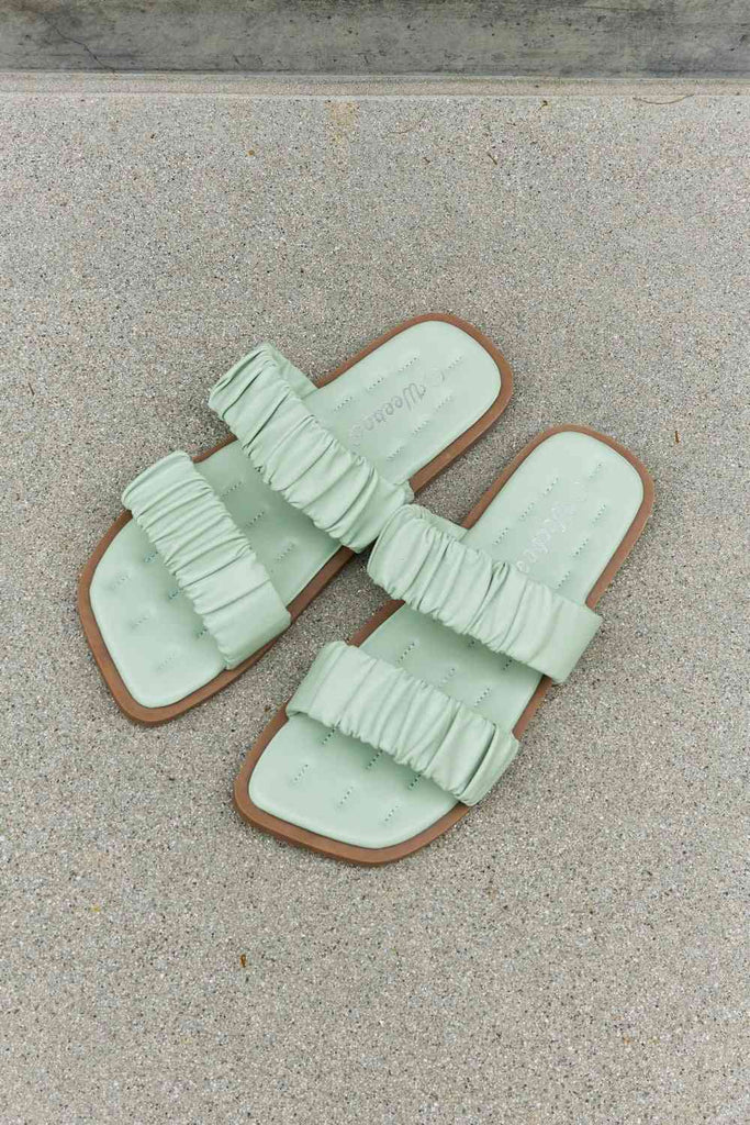 Weeboo Double Strap Scrunch Sandal in Gum Leaf-Timber Brooke Boutique, Online Women's Fashion Boutique in Amarillo, Texas
