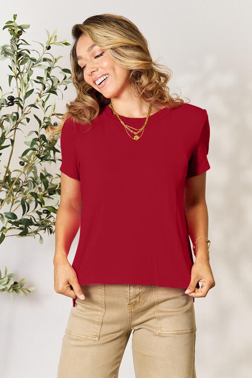 Basic Bae Full Size Round Neck Short Sleeve T-Shirt-Timber Brooke Boutique, Online Women's Fashion Boutique in Amarillo, Texas
