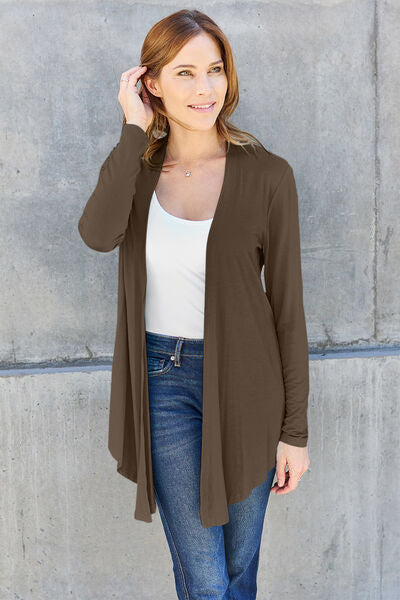 Basic Bae Full Size Open Front Long Sleeve Cardigan-Timber Brooke Boutique, Online Women's Fashion Boutique in Amarillo, Texas