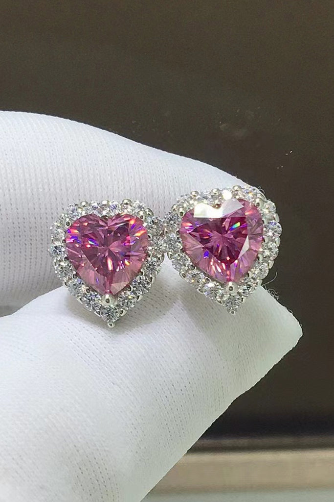 2 Carat Moissanite Heart-Shaped Earrings-Timber Brooke Boutique, Online Women's Fashion Boutique in Amarillo, Texas