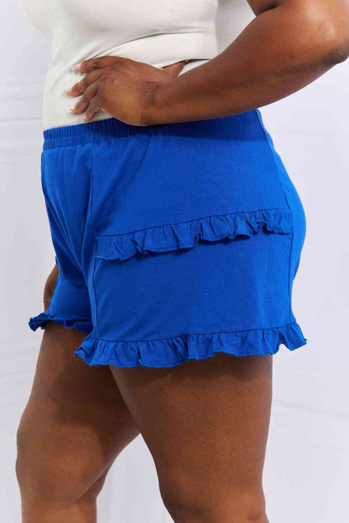 Culture Code Relaxed Aura Full Size Ruffle Trim Shorts in Royal-Timber Brooke Boutique, Online Women's Fashion Boutique in Amarillo, Texas