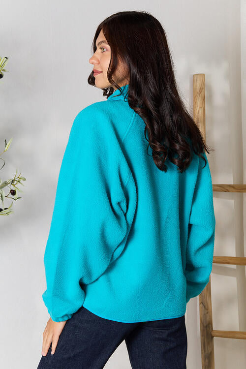 Zenana Snap Button Fleece Jacket-Timber Brooke Boutique, Online Women's Fashion Boutique in Amarillo, Texas