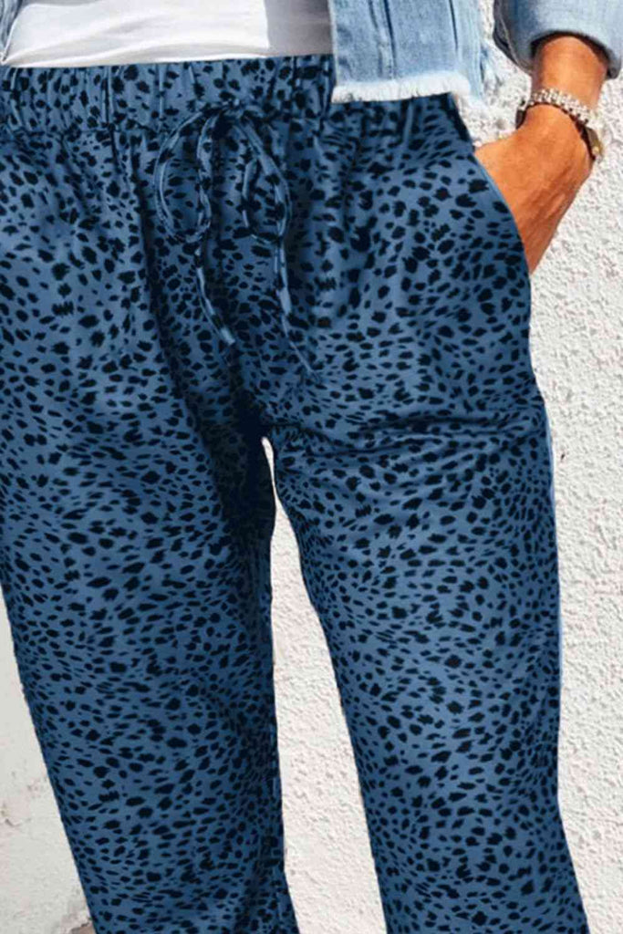 Double Take Leopard Print Joggers with Pockets-Timber Brooke Boutique, Online Women's Fashion Boutique in Amarillo, Texas