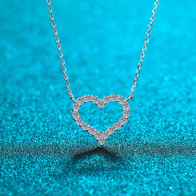 Moissanite 925 Sterling Silver Heart Shape Necklace-Timber Brooke Boutique, Online Women's Fashion Boutique in Amarillo, Texas
