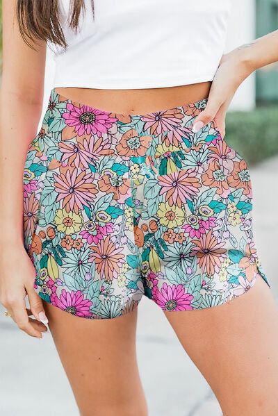 Floral Elastic Waist Shorts-Timber Brooke Boutique, Online Women's Fashion Boutique in Amarillo, Texas