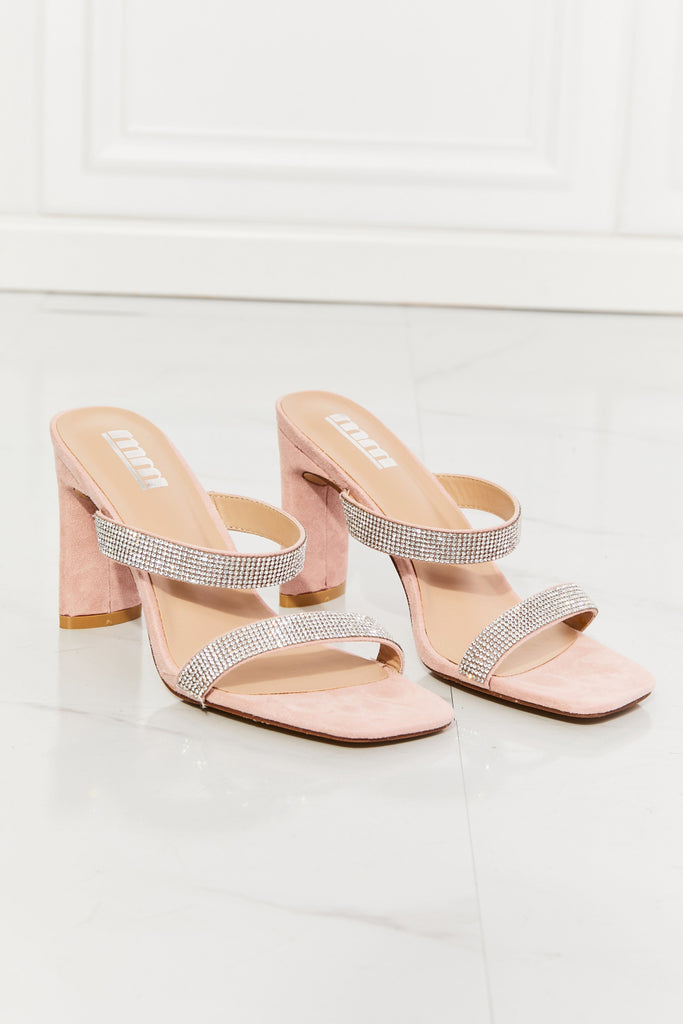 MMShoes Leave A Little Sparkle Rhinestone Block Heel Sandal in Pink-Timber Brooke Boutique, Online Women's Fashion Boutique in Amarillo, Texas
