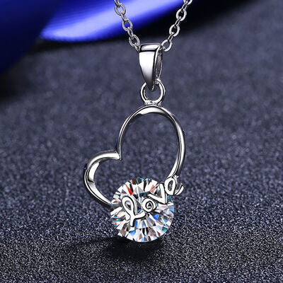 2 Carat Moissanite Heart 925 Sterling Silver Necklace-Timber Brooke Boutique, Online Women's Fashion Boutique in Amarillo, Texas