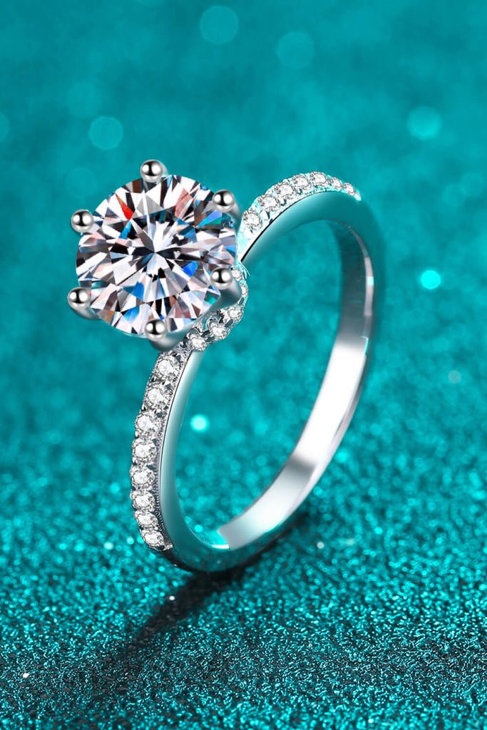 925 Sterling Silver 2 Carat Moissanite Ring-Timber Brooke Boutique, Online Women's Fashion Boutique in Amarillo, Texas