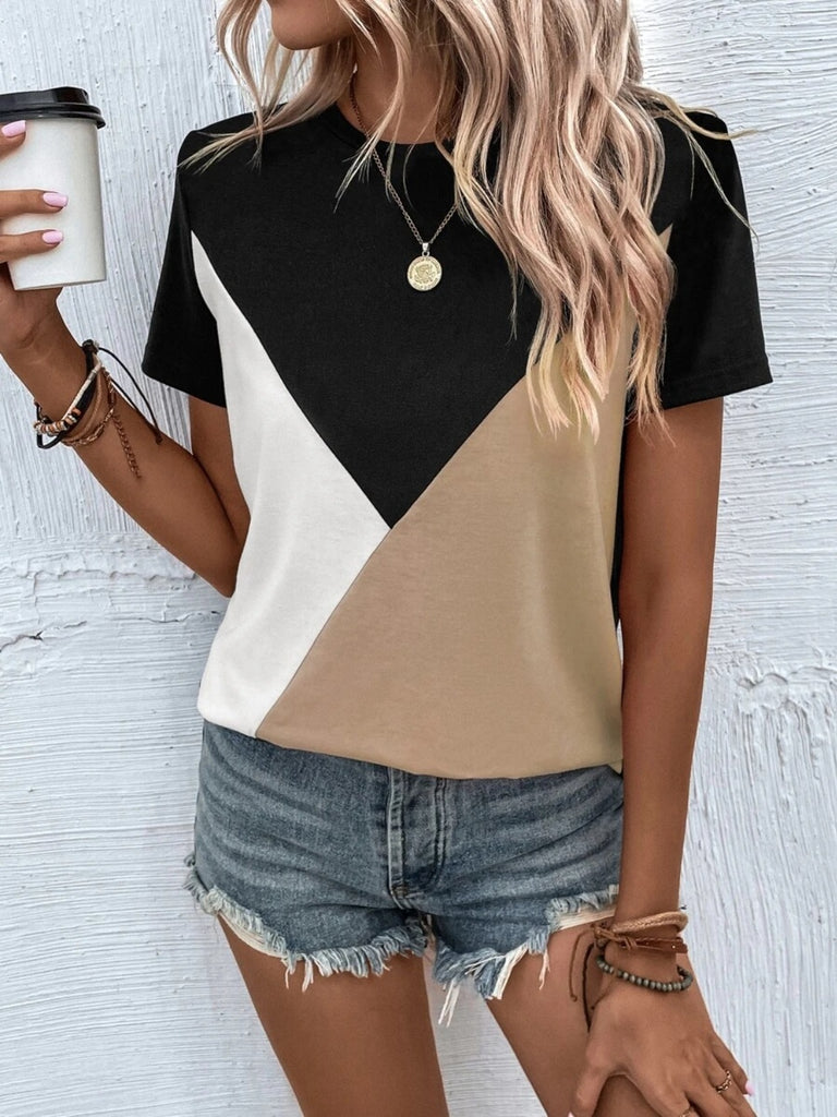 Color Block T-Shirt-Timber Brooke Boutique, Online Women's Fashion Boutique in Amarillo, Texas